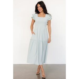 NEW Balticborn Jacie Smocked Midi Dress size L Light Blue